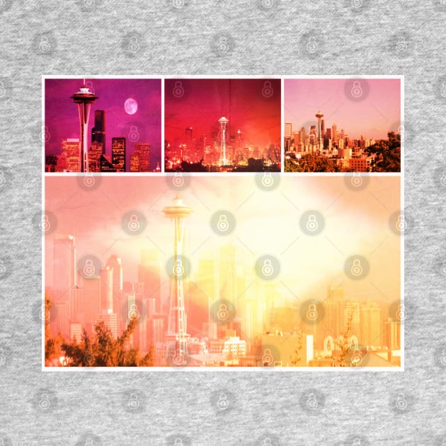 Shades of Red Space Needle Collage by Christine aka stine1